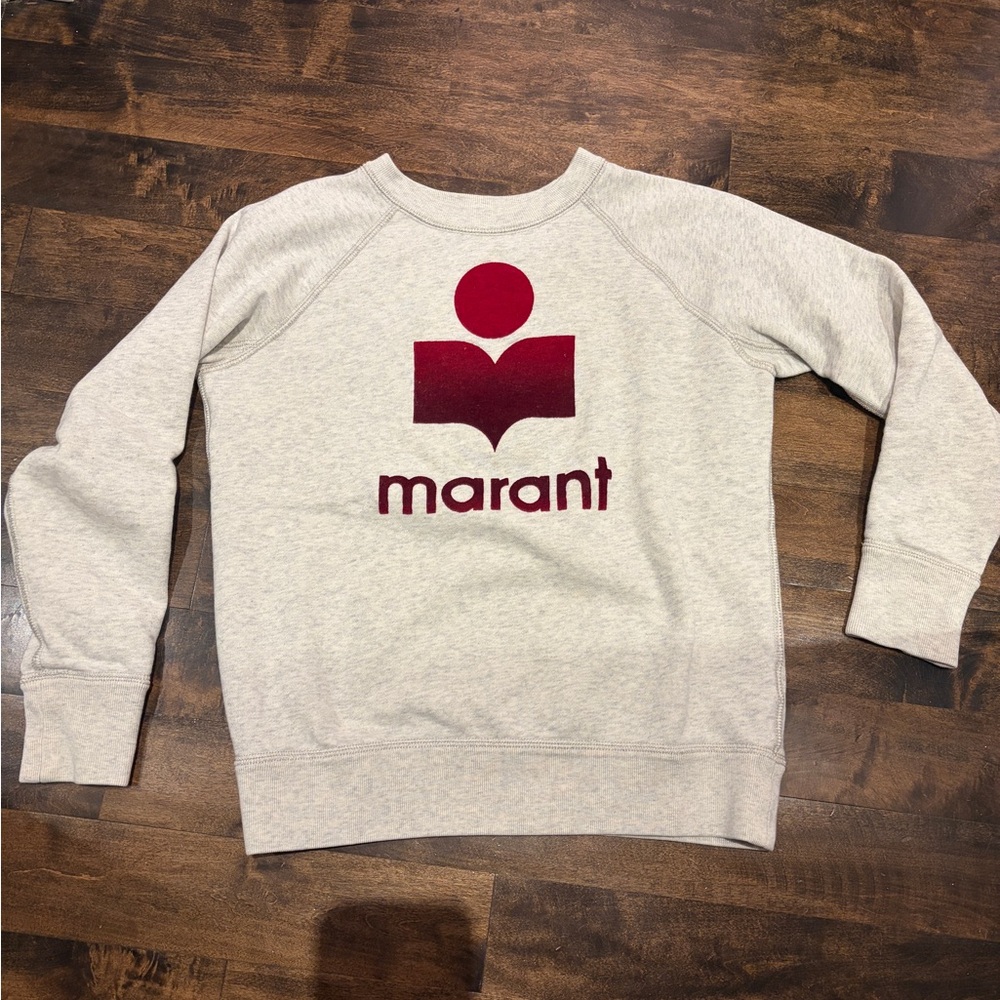 Isabel Marant Light Gray Sweatshirt with Burgundy Logo
